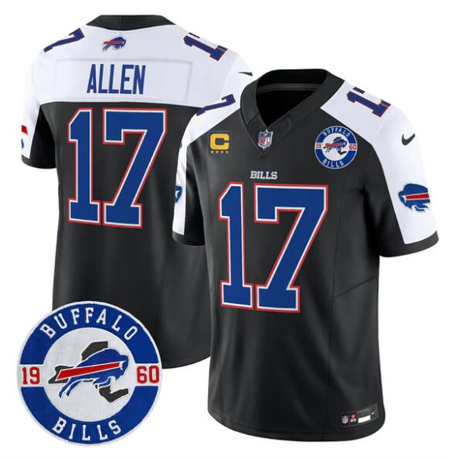 Men's Buffalo Bills #17 Josh Allen Black Alternate F.U.S.E. 4-Star C With Est. 1960 Patch Vapor Untouchable Limited Stitched Football Jersey Men's Buffalo Bills #17 Josh Allen Black Alternate F.U.S.E. 4-Star C With Est. 1960 Patch Vapor Untouchable Limited Stitched Football Jersey